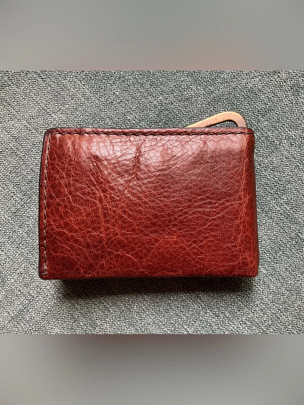 Fossil Cognac Leather Beck Money Clip Bifold